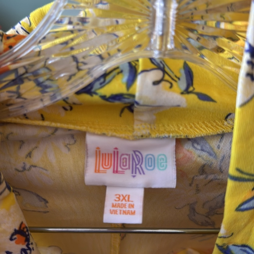 Floral Yellow Women's Lularoe Hooded shirt - Picture 2 of 2